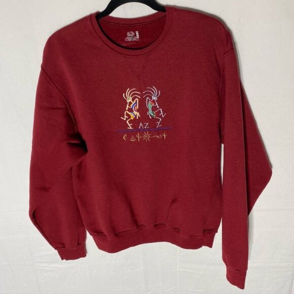 Vintage Fruit Of The Loom Red Embroidered Arizona Crew Neck Sweatshirt M - Picture 14 of 14